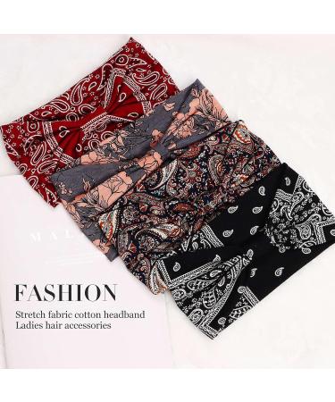 Vemalo Stylish Wide Headbands for Women - Pack of 4 Boho Bandeau Head Bands for Workout and Yoga - Stretch No Slip Hair Wraps - Buy Online on GoSupps.com