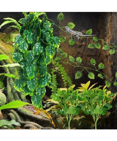 Quozio Monstera Hanging Plant - Artificial Tropical Leaves for Reptiles Terrariums & Home Decor - Ideal Wedding & Garden Wall Decoration - Buy Online on GoSupps.com