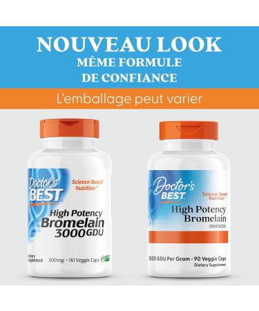Doctor's Best Bromelain 3 000 GDU 500 mg 90 Vegan Lab Tested Enzymes Gluten Free Soy Free Non-GMO - Buy Online on GoSupps.com