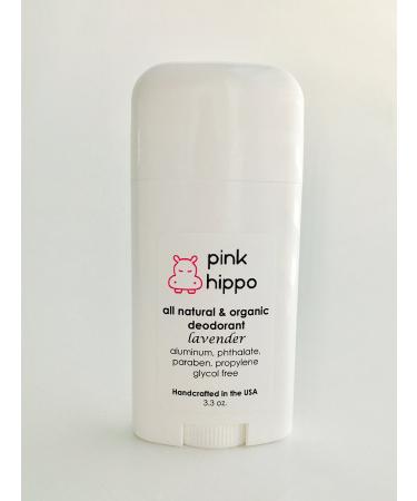 Pink Hippo All Natural Deodorant- Lavender Organic Aluminum-Free Phthalate- Free Paraben- Free 3.3oz