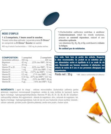 D-STRESS SLEEP 40 Tablets | Eschscholtzia Californica + Magnesium 3rd Generation + Taurine + B Vitamins | Improves Sleep & Promotes Sleep | SYNERGIA LABORATORY - Buy Online on GoSupps.com