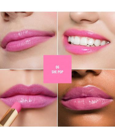 Oulac Moisturising Lipstick Pink - Hydrating Tinted Lip Balm for Dry Lips | Juicy Glossy Finish Vegan Cruelty-Free - She Pop (06) - Buy Online on GoSupps.com