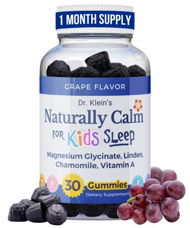 Calm Gummies for Kids with Magnesium Glycinate Chamomile & Linden Kids Multivitamin Gummies for Sleep Concentration Daily Wellness & Routine Balance Sugar-Free Grape Flavor 30 Count by Rhoziva 30 Count (Pack of 1)