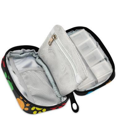 Travel Pill Organizer | Small 7 Day Pill Box | Weekly Vitamin Medicine Holder | Cute Colorful Paw Print Design - Buy Online on GoSupps.com
