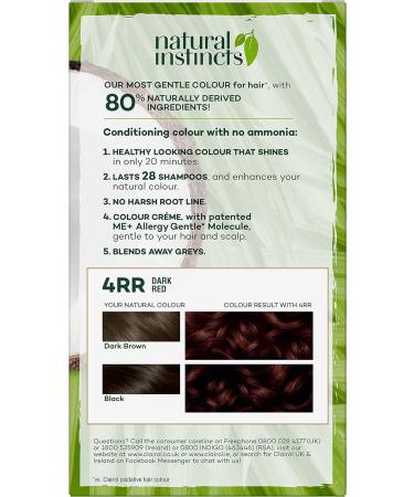 Clairol Natural Instincts Semi-Permanent No Ammonia Hair Dye 4RR Dark Red - 1 Count - Buy Online on GoSupps.com