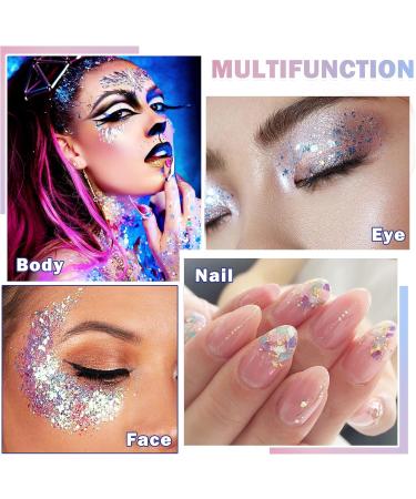White Face Glitter Gel | Long Lasting Holographic Makeup & Hair Glitter for Halloween & Festivals - Buy Online on GoSupps.com