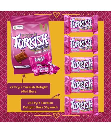 Frys Turkish Delight Gift Box - x5 Frys Turkish Delights 51g Bars Bundled With Frys Mini Turkish Delight Bars 105g - Turkish Delight Chocolate Gift - Letterbox Gift Friendly - Buy Online on GoSupps.com