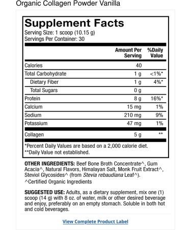 Dr. Mercola Organic Collagen Powder Vanilla 10.74 oz - Pure Collagen Supplements for Healthy Skin & Joints - Buy Online on GoSupps.com