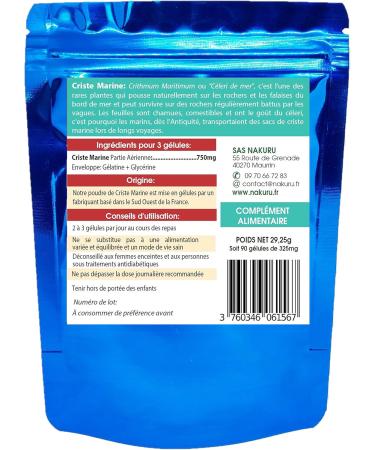 NAKURU | Criste Marine | Balance Range | Made in France | Sea Celery! | (90 Capsules of 275mg / Net Weight: 29g) - Buy Online on GoSupps.com