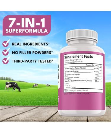 NEW AGE Beef Organ Supplement for Women - Beef Liver, Kidney, Heart and Uterus Tissue, Supports Women's Overall Energy and Health - Pasture Raised, Grass Fed - No Fillers - 120 Capsules 60 Count (Pack of 2) - Buy Online on GoSupps.com