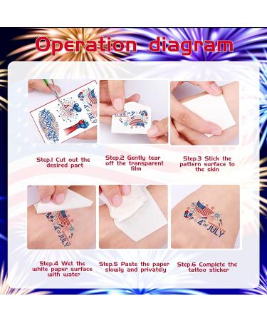 60Pcs American Flag Temporary Tattoo Sticker Set - Waterproof Red, White, and Blue Patriotic Decorations for 4th of July Independence Day Theme Party - Buy Online on GoSupps.com