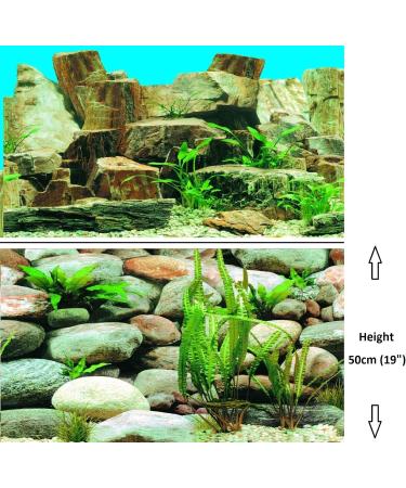 Hidom Aquarium Background Poster Double Sided - Height 19" / 50cm - Length 4 FT / 122cm - Two Scenic Pictures displaying Aquatic Backdrops - DS 500-9023/9025 - Buy Online on GoSupps.com