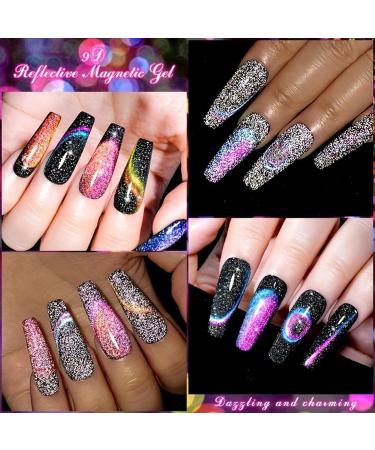 Cat Eye Gel Nail Polish Reflective Cat Eye Gel Polish Glitter Magnetic Gel Nail Polish Manicure Soak Off UV/LED Sparkling Reflective Glitter Cat Eye Gel Nail Polish Manicure DIY at Home - Buy Online on GoSupps.com