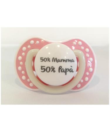 Personalized Pink Pacifier for Girls 6-12 Months | 50% Mom 50% Dad | Silicone Newborn Gift - Brillabenny - Buy Online on GoSupps.com