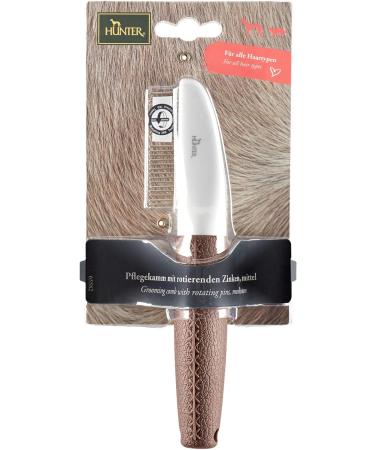HUNTER SPA Grooming Comb with Rotating Teeth - Perfect for Top & Undercoat Care | 19.0 x 4.0 cm | M | Grey/Brown - International Shipping Available - Buy Online on GoSupps.com