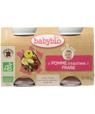 Babybio Pots Apple d'Aquitaine Strawberry - ORGANIC - 2x130g (260g)