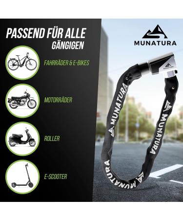 Munatura Chain Lock Bike 90cm - High Security Hardened Steel Lock for Bicycles & E-Bikes - Robust International Shipping - Buy Online on GoSupps.com