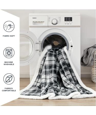 Sherpa Plaid Reversible Throw Blanket | Cozy Flannel Fleece for Couch, Bed, Sofa | Grey 50x60 - Buy Online on GoSupps.com