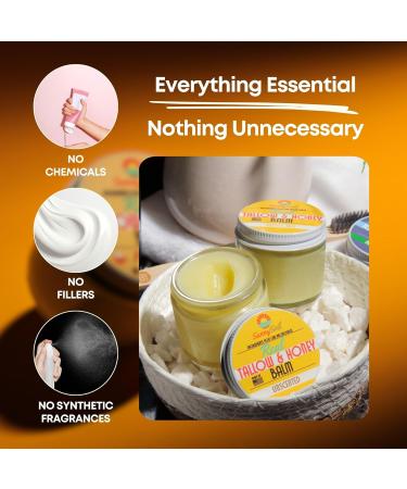REAL Grass Fed Tallow & Raw Honey Balm made with Unrefined Shea Butter & Coconut Oil - Natural & Organic Face & Body Butter - Skin Moisturizer for Eczema Rosacea Dry Skin - Unscented (2oz) - Buy Online on GoSupps.com