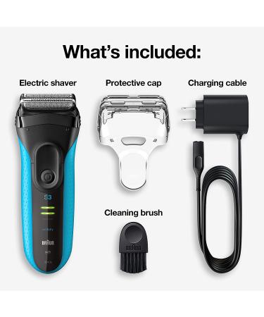 Braun Electric Series 3 Razor with Precision Trimmer - Rechargeable Wet & Dry Foil Shaver for Men - Blue/Black - Buy Online on GoSupps.com