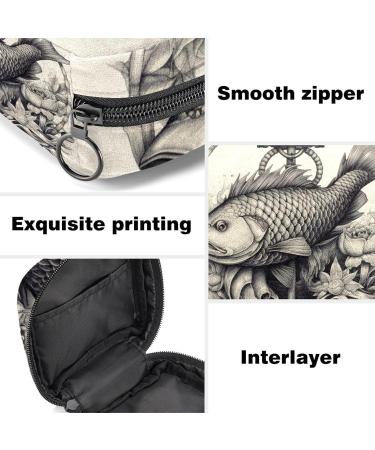 Multicoloured Fish Sanitary Napkin Storage Bag & Menstrual Cup Pouch - For Teen Girls & Women | Portable & Durable Nylon Oxford Cloth with Zipper - Buy Online on GoSupps.com