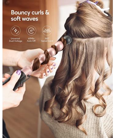 Wavytalk Bubble Wand Curling Iron 1 Inch Ceramic Spiral Curling Wand for Short & Long Hair - Adjustable Temp & Dual Voltage - Includes Heat Resistant Glove - Buy Online on GoSupps.com