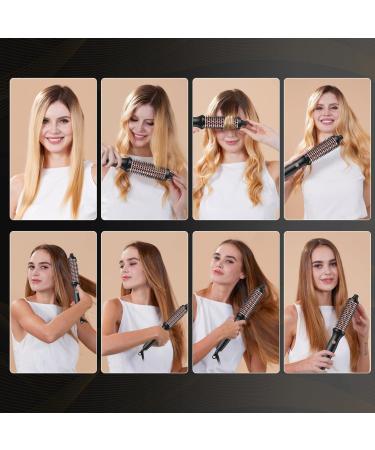 32MM Thermal Hair Brush for Curling & Straightening | Dual Voltage Hot Comb Curling Wand | Hair Styling Iron Brush for Root Volume & Loose Curls | Ideal Gift for Women | Black Gold - Buy Online on GoSupps.com