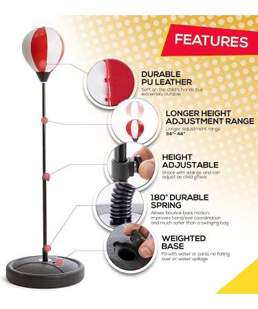 Whoobli Punching Bag for Kids with Boxing Gloves | Adjustable Stand | Boxing Bag Set Toy for Boys & Girls | Ages 3-10 (Red White) - Buy Online on GoSupps.com
