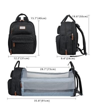 SndMor Waterproof Baby Diaper Bag Backpack - Large Unisex Design with Diaper Station & Changing Pad (Stylish Black) - Buy Online on GoSupps.com