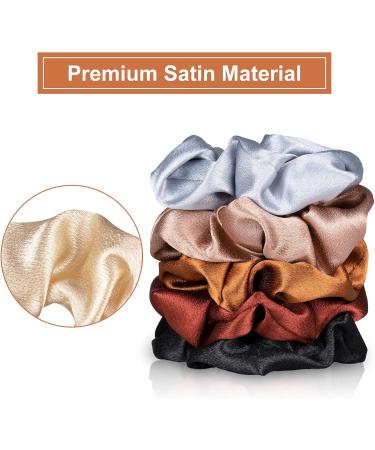Whaline Silk Satin Hair Scrunchies Elastic 7 Colors Hair Tie Bands Traceless Large Hair Bands Non-Slip Ponytail Holder Ropes Hair Accessories for Women Girl Thick Thin Hair (Brown & Blue Series) - Buy Online on GoSupps.com