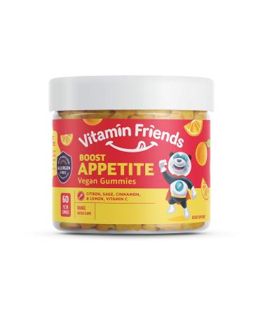 Vitamin Friends All Natural Vegan Childrens Appetite Stimulant and Weight Gainer with Boost Appetite Gummies 1 Pack 60 Count Orange Flavor Vitamin