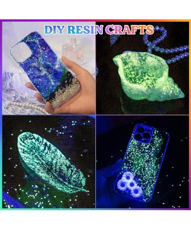 Let's Resin Glow in The Dark Green Glitter 100g - High Luminous for Resin, Makeup, Nail, Skin - Chunky Glitter for Epoxy, UV Resin - DIY Crafts, Slime, Tumblers, Halloween Decor - Buy Online on GoSupps.com