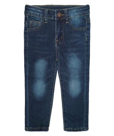 KIDSCOOL SPACE Baby Little Boys Jeans Elastic Band Inside Straight Fit Ripped Denim Pants 5-6 Years Deepblue-2523