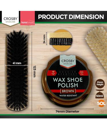 2pk Shoe Brush Set & 3 Brown Shoe Polish Kit | Leather Shoe Polish Brushes + Wax | Brown Boot Polish & Cleaning Kit - Buy Online on GoSupps.com