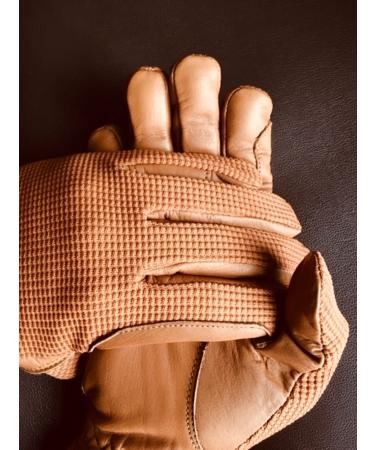 Ladies Horse Riding Women's Gloves Equestrian Real Leather & Cotton Premium Quality in TAN Medium