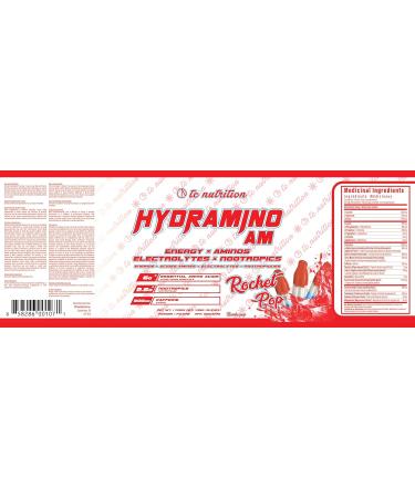 Hydramino AM - EAA + BCAA Amino Energy Powder - Essential Amino Acids with Caffeine Nootropics & Electrolytes | Focus Endless Energy Hydration & Muscle Recovery | Alpha-GPC Tyrosine Lutein Lion s Mane More | Rocket Pop 30 servings - Buy Online on GoSupps.com