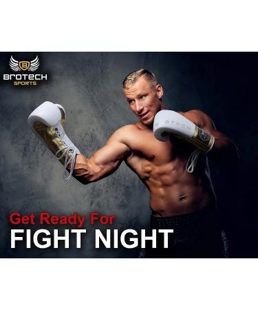 Brotech Pro Boxing Gloves for Men & Women - 16oz White Gold | Training, Sparring, Punching, Heavy Bag, Focus Mitts Pads | Kickboxing, Muay Thai, MMA - Buy Online on GoSupps.com