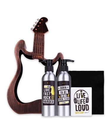 Accentra Metal Guitar Gift Set - Shower Gel Body Lotion Soap & Towel | Unique Gift for Mother's Day Father's Day Birthdays & Easter - Buy Online on GoSupps.com