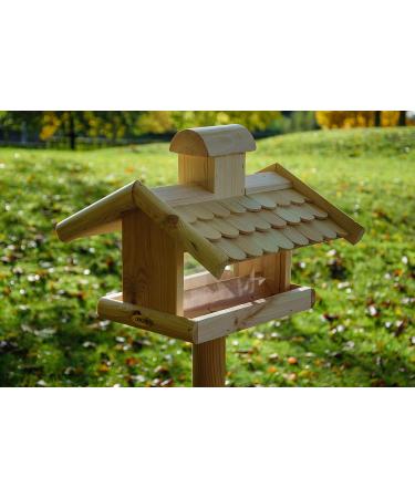 Dobar 21277E Large Bird Feeder Solid Wood Bird House with Shingle Roof Premium Bird Feeding Station for Container Montage 38x38x30 cm - Buy Online on GoSupps.com