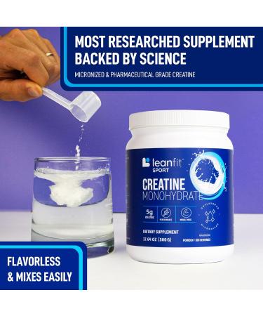 LeanFit Sport Creatine Monohydrate Powder - Informed Choice Certified Micronized & Vegan 5g Per Serving 100 Servings - Gluten-Free Unflavored - International Shipping Available - Buy Online on GoSupps.com