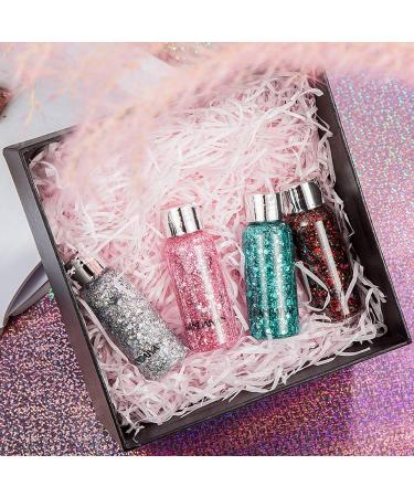 Buy GL-TURELIFES Mermaid Sequin Chunky Glitter Liquid Eyeshadow & Body Gel - Festival Makeup 30g (04 #Green) - Long-Lasting Sparkle for Face Hair & Nails - Buy Online on GoSupps.com