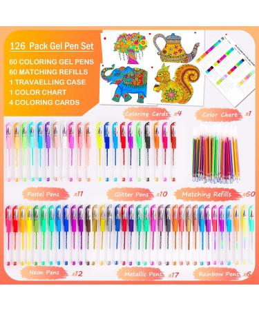 Soucolor Gel Pens for Adult Coloring Books - 120 Pack with 60 Colored Gel Pens, 60 Refills, Travel Case - High Quality Art Markers Set for Drawing, Journaling, Scrapbooking - Buy Online on GoSupps.com