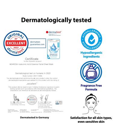 MEAROSA Vegan Essence Facial Sheet Masks | 8.5% Hyaluronic Acid Niacinamide & Vitamin E | Dermatologically Tested for Sensitive Skin | Premium Quality 6 Sheets - Shop Now - Buy Online on GoSupps.com