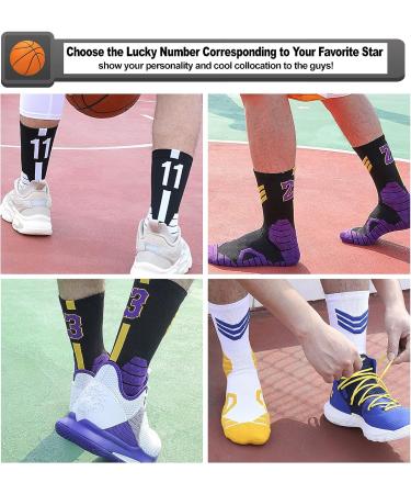 HMWIWAR Basketball Socks for Men & Boys - 2 Pairs, Lucky Number Sports Star Socks - #30 - Child & Adult Sizes 1.5-5.5 - Buy Online on GoSupps.com