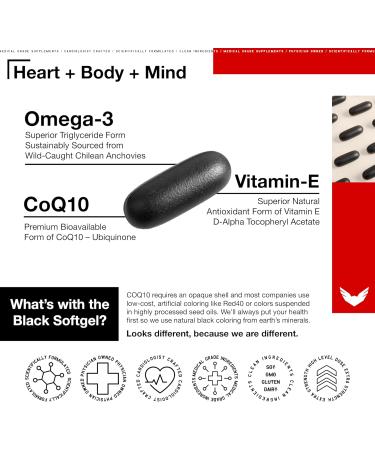 High Level Science CoQ10, Omega-3, Vitamin E - Cardiologist Formulated for Heart + Body + Mind Health with DHA/EPA, Antioxidant for Energy, Superior Bioavailable Fish Oil - Gluten Free (3) - Buy Online on GoSupps.com