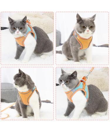 Eyein Cat Harness and Lead Set for Walking - Adjustable Escape Proof Kitten Vest Harness with Reflective Strip - Green & Orange - Medium Size - Buy Online on GoSupps.com