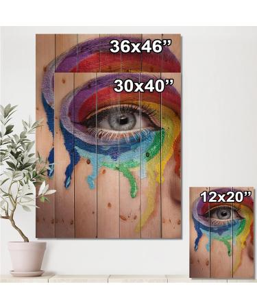 DesignQ Close Up Eye Wall Art | Modern Multi-Color Wood Decor | Large Pine Wood Panels for Contemporary Homes - Buy Online on GoSupps.com