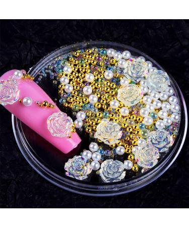 Heart Nail Rhinestones Nail Ornament White Auroras Transparent Illusions Three Dimensionals Resin Rose Ornament Short Clear Press on Nails 1 count (Pack of 1) SL1 - Buy Online on GoSupps.com