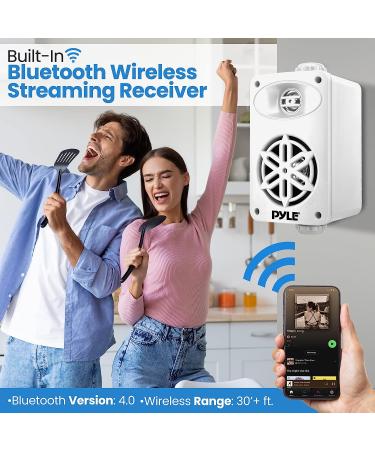 PyleUsa Bluetooth Indoor Outdoor Speakers Pair - 200 Watt Waterproof 3.5 Dual Speaker System - White - PDWRBT36WT - Buy Online on GoSupps.com