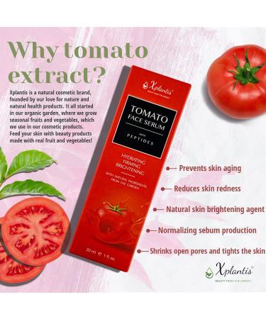 Tomato Serum for Face with Peptides - Anti-Aging Plant-Based Hydrating Facial Serum - Brighten & Firm Skin - 30ml - Buy Online on GoSupps.com